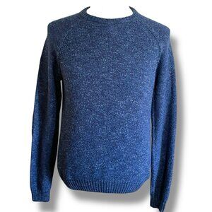 Billy Reid Mens Sweater Sz Small Heather Blue Wool Cotton Blend Knit Raglan